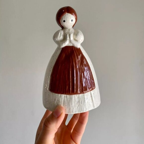 Vintage Sponge Holder Prayer Girl Dress Apron - Picture 1 of 4